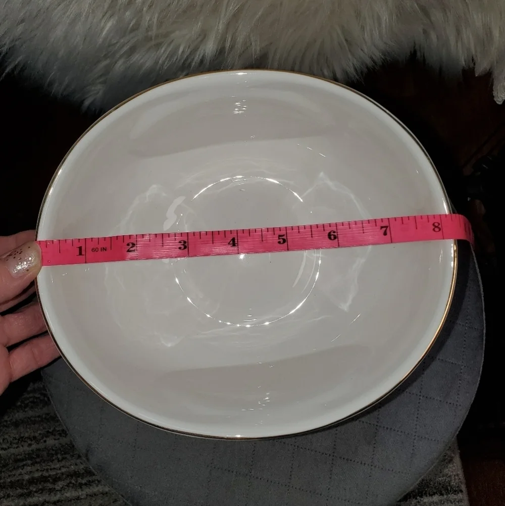 Thomas Kinkade White and Gold Decorative Bowl